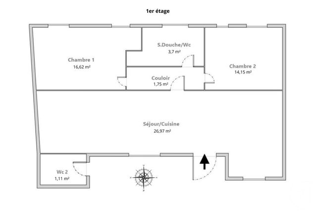 Afficher la photo en grand Appartement T3 à vendre - 3 pièces - 64.3 m2 - PARIS - 75006 - ILE-DE-FRANCE - Century 21 Odéon Saint-Sulpice